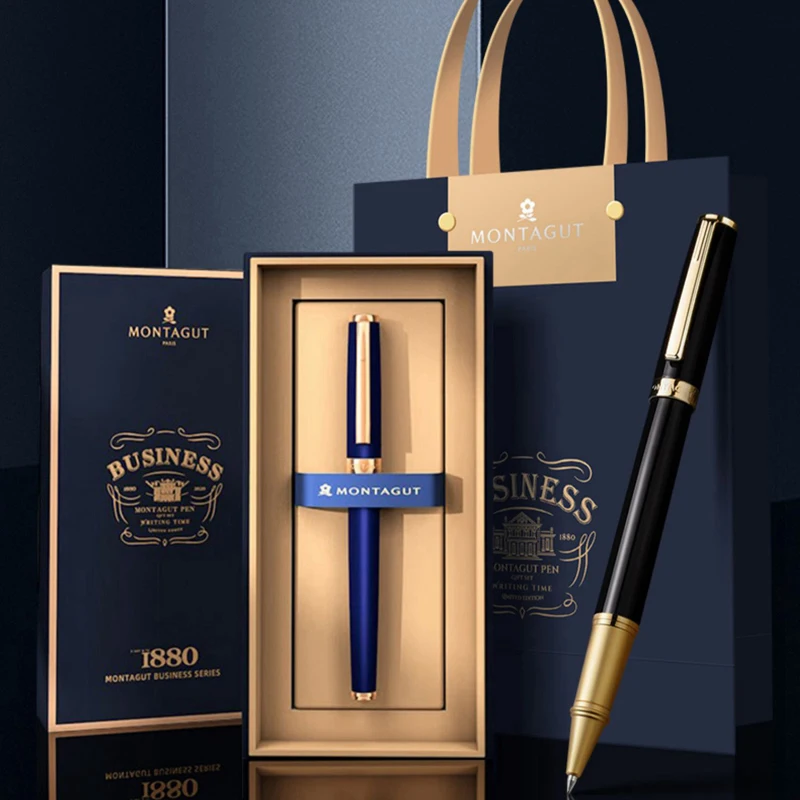 

Ручка-роллер Montagut M301 Exquisite Iridium, разноцветная, на выбор, с золотистой отделкой, для деловых записей, с чернилами, в подарочной коробке (опционально)