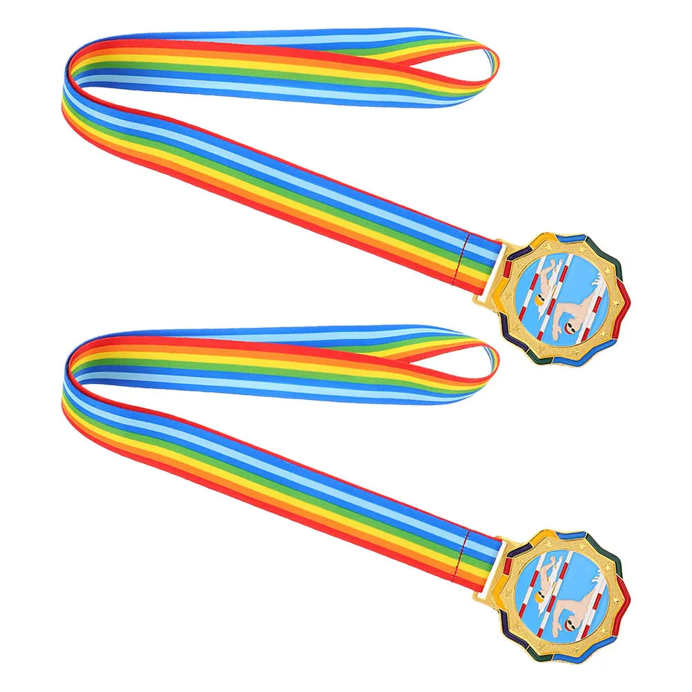 

2Pcs Sport Medals Swimming Award Medal Metal Hanging Trophy for School Competitions Championship Event Recognition Prize
