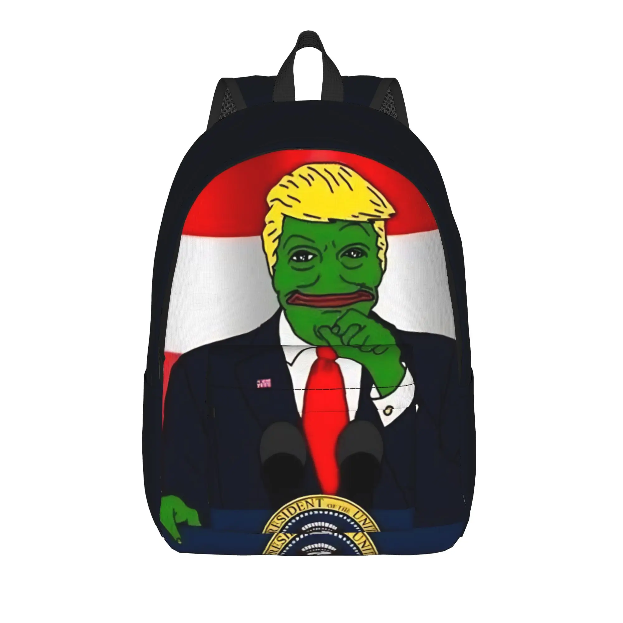

Pepe the Frog Backpack Back to school season simple character Zipper Closure Backpack