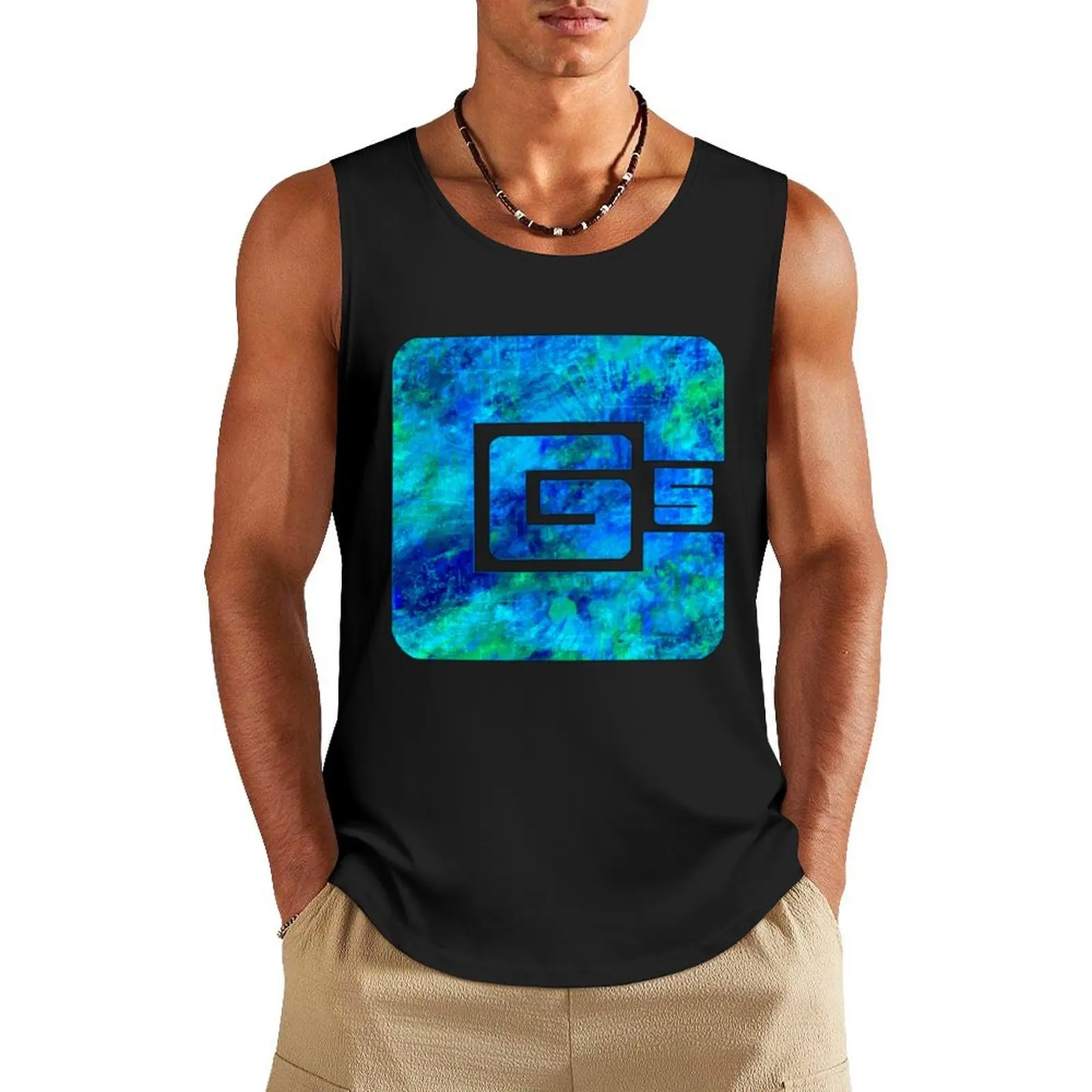 

cg5 blue grunge textured logo Tank Top cotton t-shirts man sports suits Sleeveless men