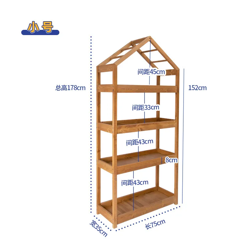 Factory Direct 2026 Balcony flower rack solid wood storage rack living room floor-standing flower rack multi-storey indoor mobil