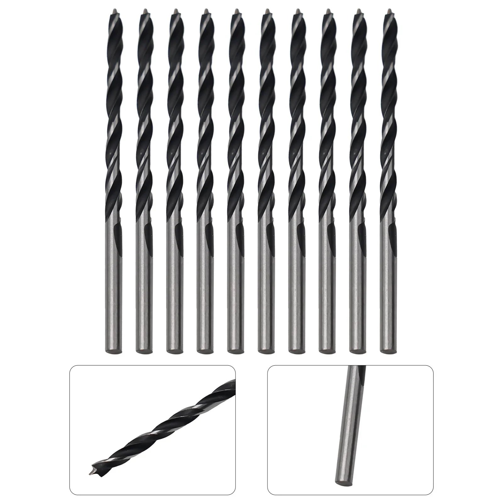 Kit de brocas en espiral para carpintería, 10 piezas, 3mm de diámetro, brocas de madera de acero de alto carbono con punto central, piezas de herramientas