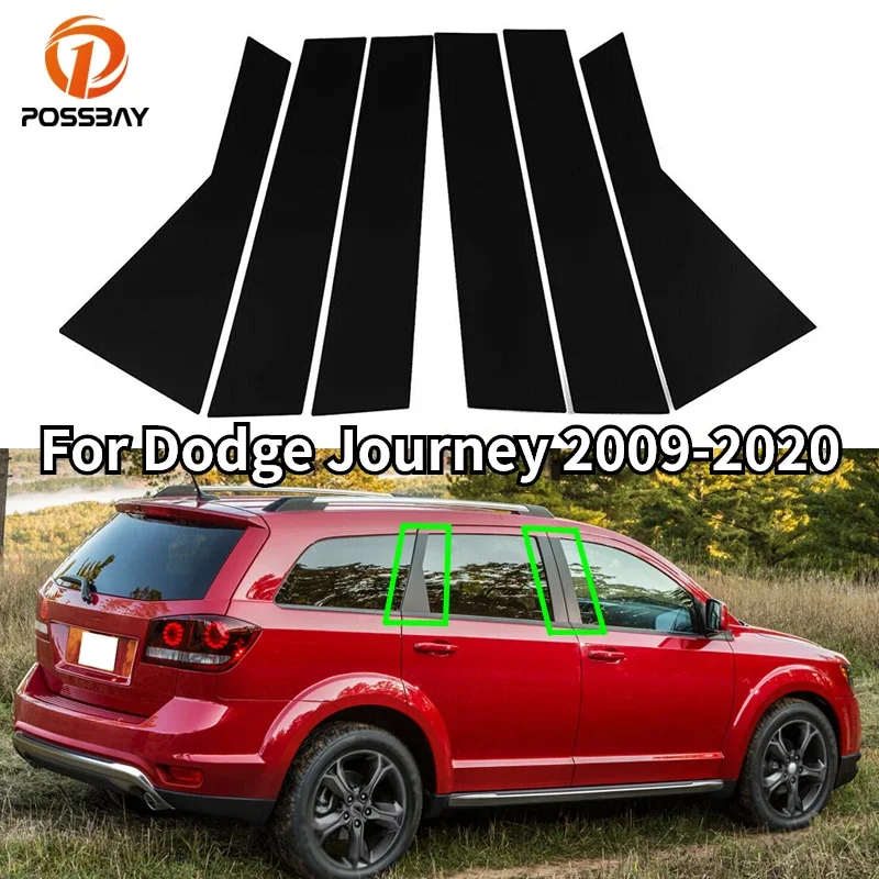 6Pcs Car Window Pillar Posts Door Glossy Black Trim Decal Cover for Dodge Journey 2009-2018 2019 2020 Accessories Parts دوج