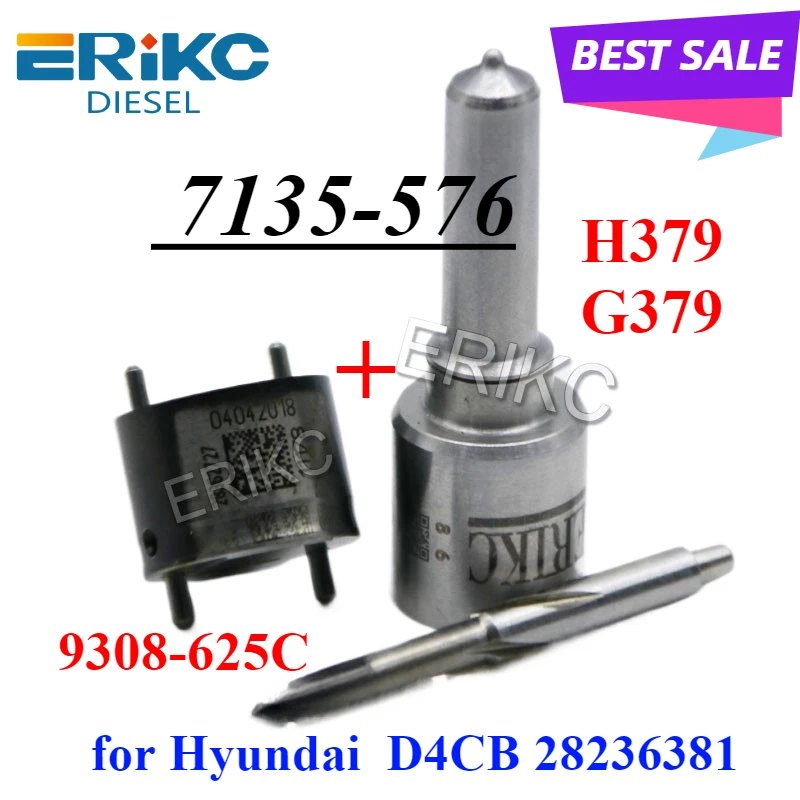 ERIKC 33800-4A700 Common Rail Injector Repair Kits 7135-576 Nozzle H379 G379 Control Valve 9308-625C for Hyundai 28236381