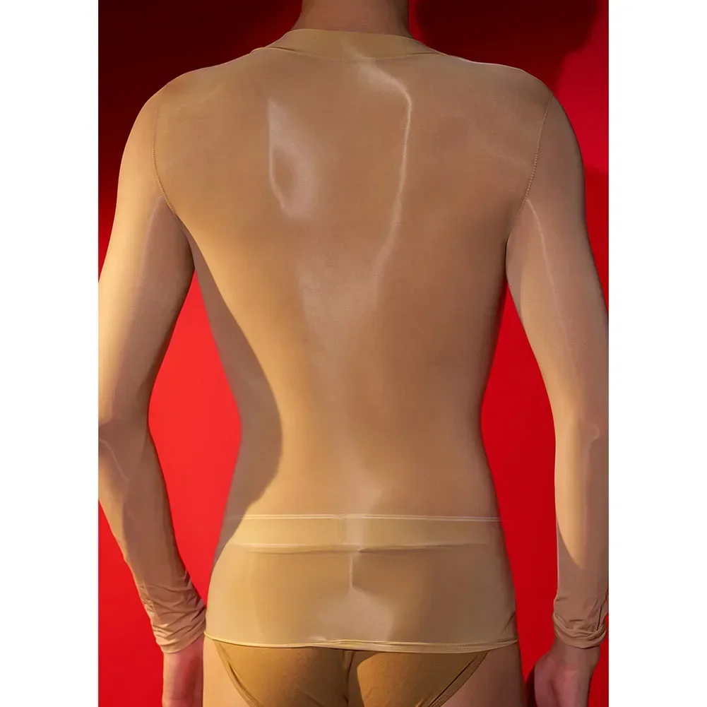 ملابس داخلية مثيرة للرجال والنساء بأكمام طويلة ملابس سباحة ضيقة زيتية شفافة ملابس سباحة علوية حريرية ناعمة عالية المرونة ملابس داخلية مثيرة للرجال #4