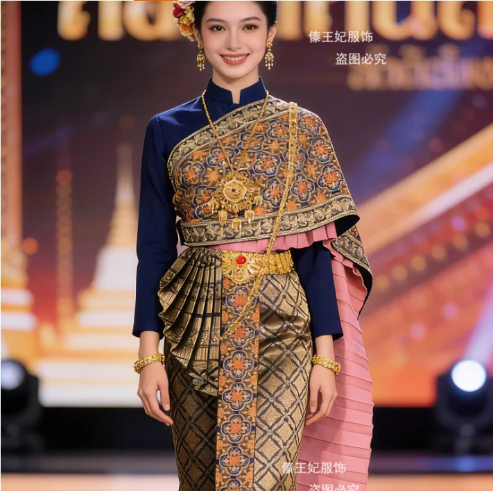 High End Long Sleeved Traditional Thai Clothing for Birthday Parties and Fashion Shows