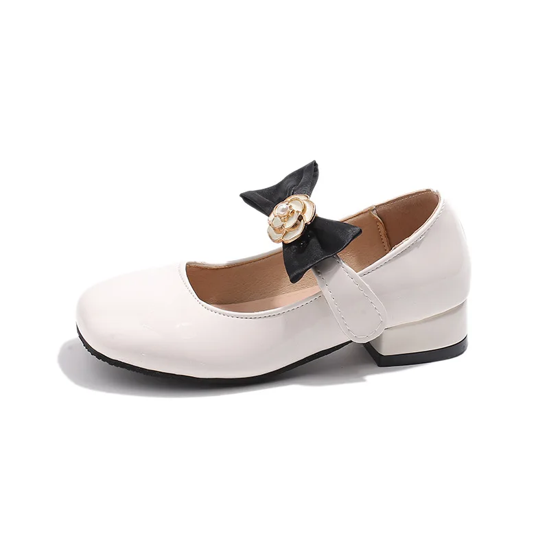 Children's 2025 Spring New Style Girls' Fashion Soft Bottom Bow Princess Shoes Little Girls' Elegant Single Shoes Trendy