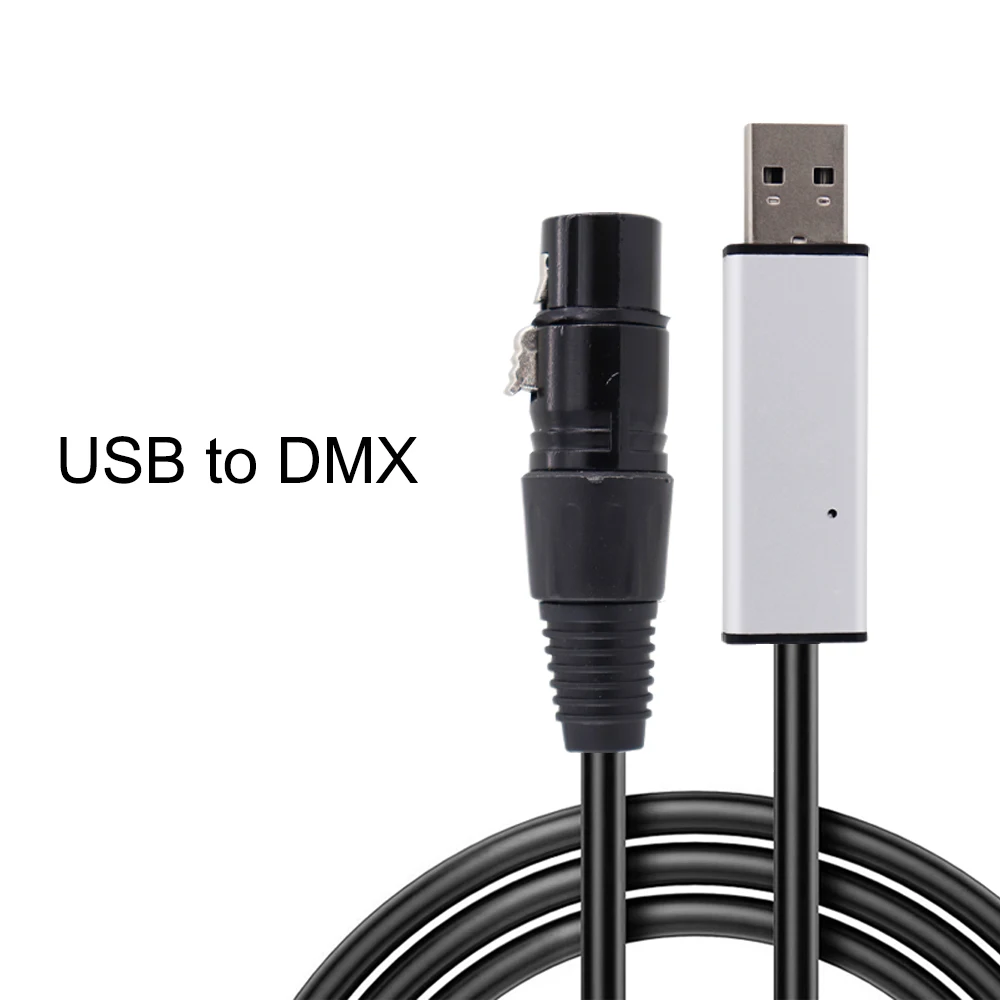 Cable adaptador USB a DMX para ordenador, controlador de iluminación de escenario, atenuador LED, interfaz DMX512 con CD para disco de DJ, PC