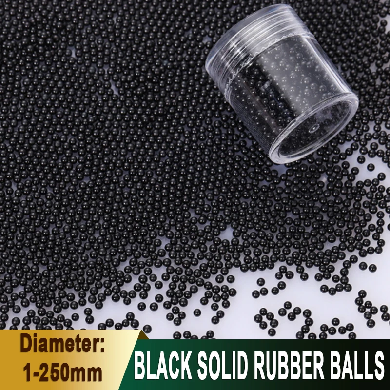 1/2/2.5/3-250mm Solid Black Rubber Ball Wear Resistant Shockproof Elastic Round Rubber Sphere Industrial Mechanical Accessories