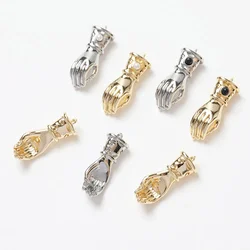 4PCS Dainty Gesture Charms for Jewelry Making Pendant Diy Earrings Supplies Hand Made Brass 14k Gold Plated Accessories 7*20mm