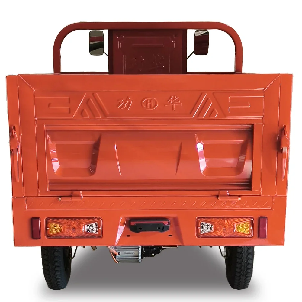 New Heavy Open Cargo Pedicab With 1600mm Box in Red Color 1800w Motorcycle Used in Agriculture Goods Transportation