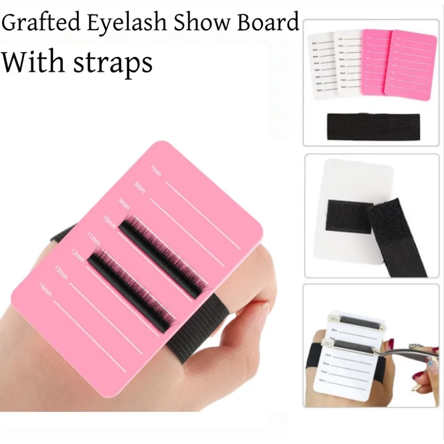1/2 Set Wimpern-Präsentationsboard aus Acryl, Wimpernstreifen-Ständer mit Gürtel, tragbare, verstellbare Handplatte, Wimpernpalette-Halter