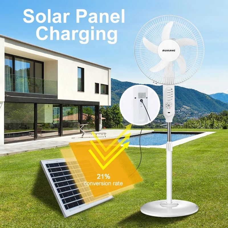 OEM/ODM Energy-Saving Portable Chargeable with Remote Control Oscillating 16-Inch 18-Inch 25W 35W Vertical Solar Floor Fan