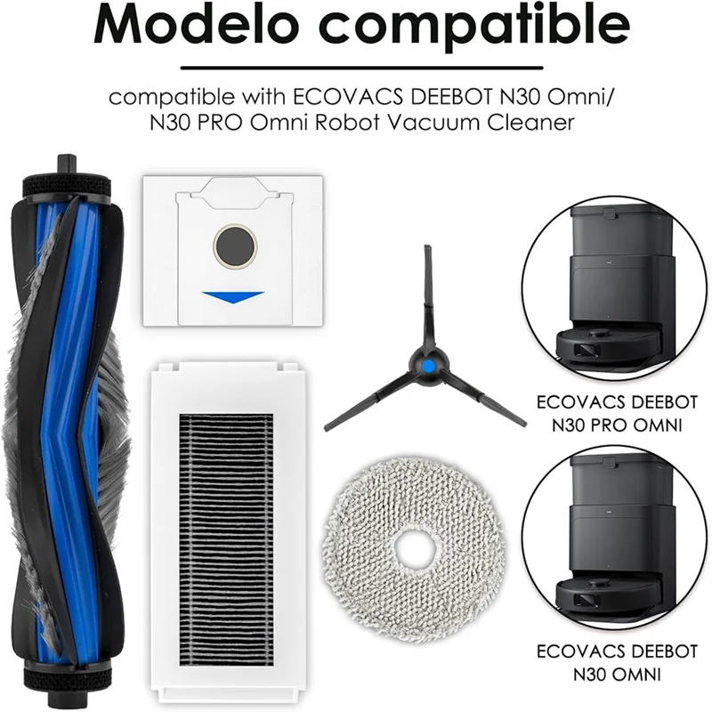 Piezas de repuesto ABUD-N30 Omni compatibles con ECOVACS DEEBOT N30 Omni/ N30 Pro Omni Kit de accesorios de aspiradora robótica