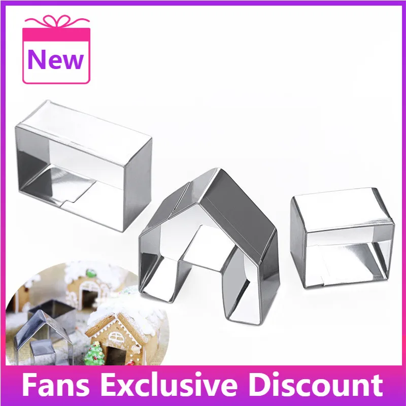 2022 Nieuwste 3Pcs Kerst Peperkoek Huis Biscuit Cutter Set Rvs Cookie Mould Cookie Cutters Cookie Cutter Set
