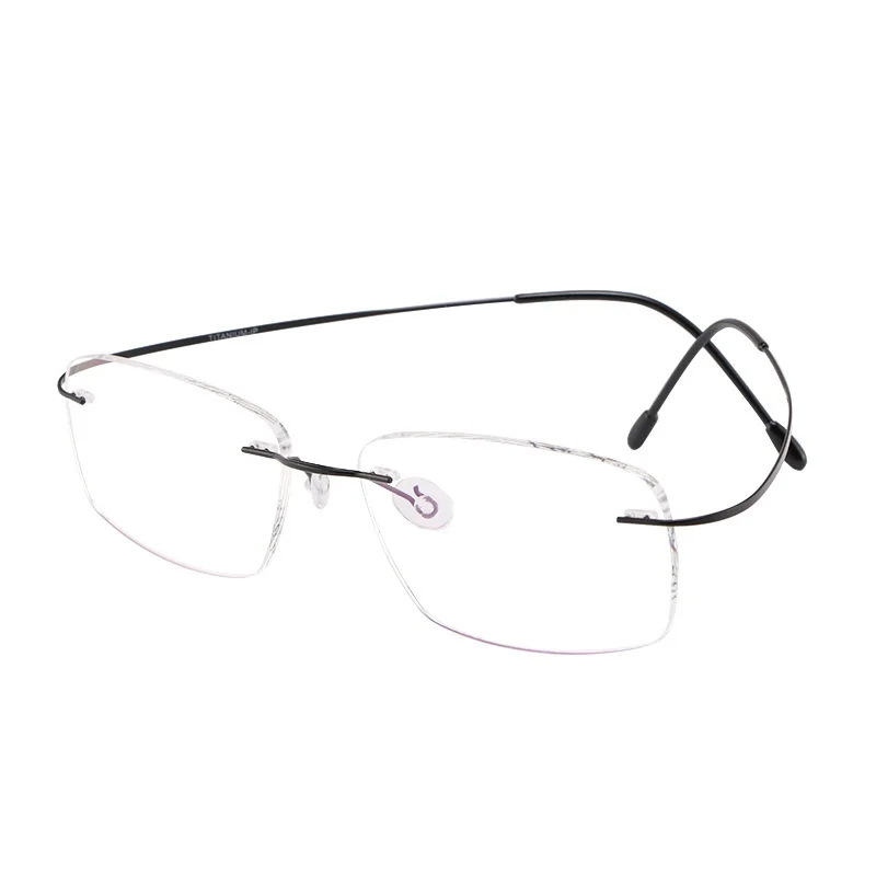 Monture de lunettes sans monture en titane pur ultra-léger pour hommes, affaires carrées, contrevenants optiques, sans monture, nouveau, 16005