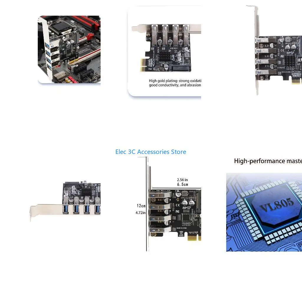 Y51A Durable USB PCIe Card 4 Port USB to PCI Card Expansion PCI-E to USB Hub
