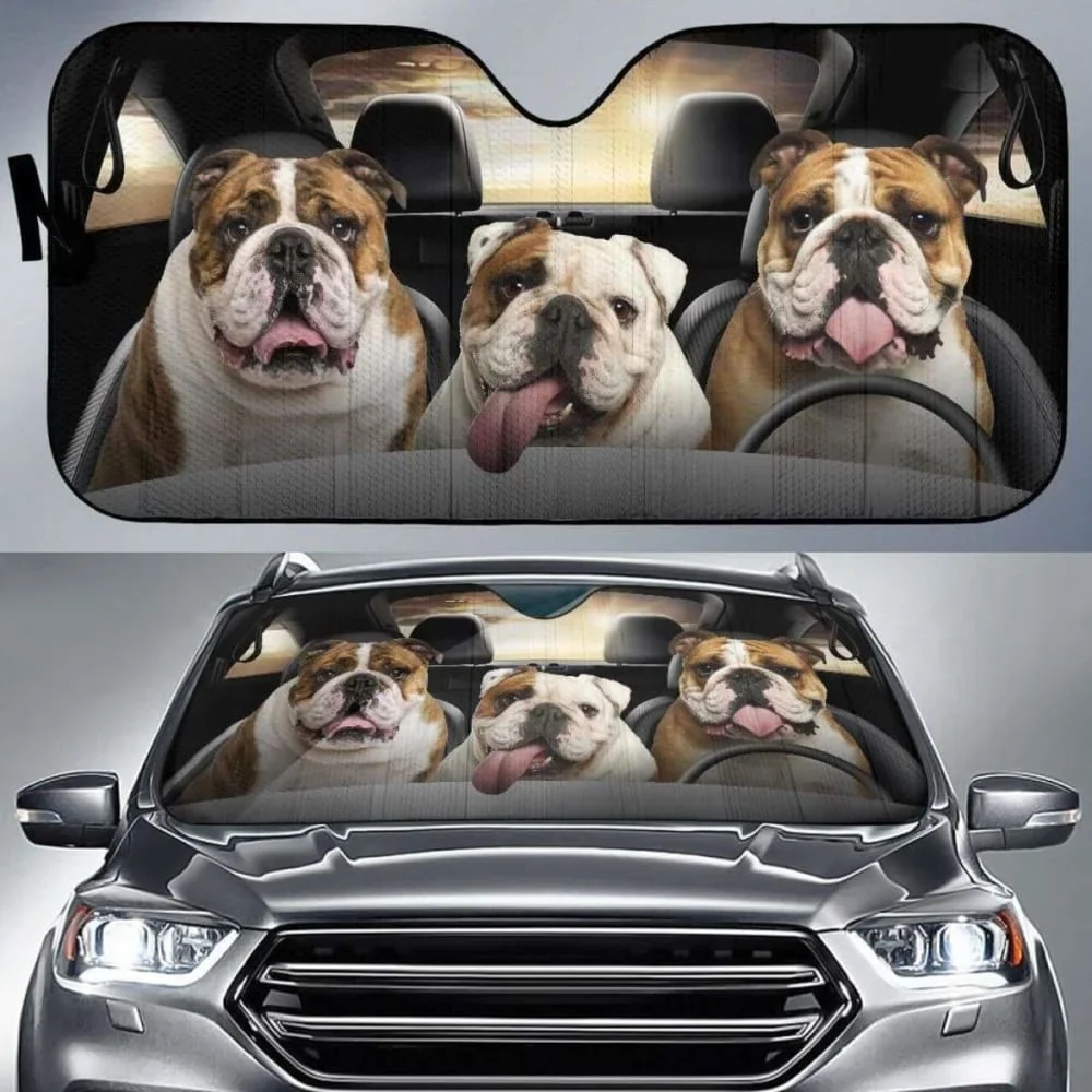 Cute French Bulldog Auto Sun Visor Car Front Window Universal Heated Reflector Solar Visor Windscreen Covers Car Protecter