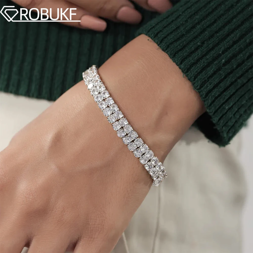 

Double Row 3mm Moissanite Diamond Tennis Bracelet For Women Men 925 Sterling Silver Bridal Wedding Jewelry Gift GRA Certified