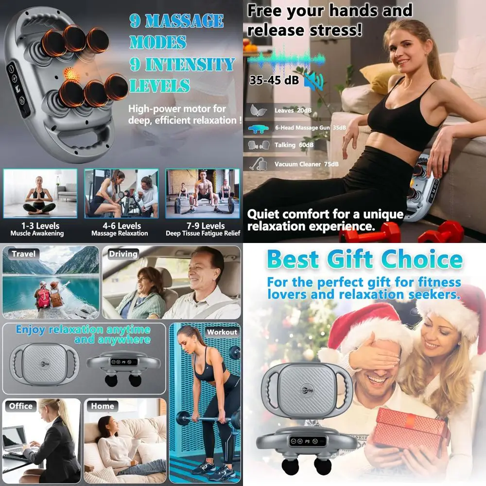 

9-скоростной массажный пистолет для глубокого массажа тканей для облегчения боли во всем теле — идеально подходит для мужчин, женщин, мам и пап