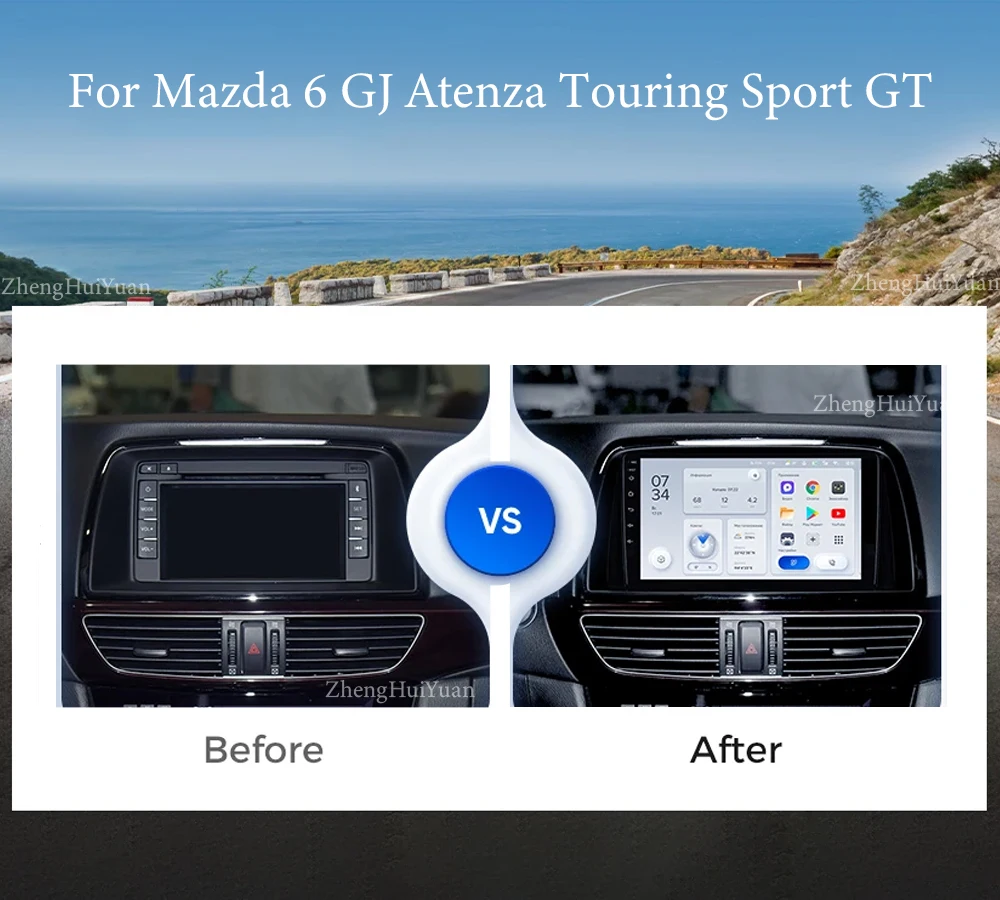 Android 14 For Mazda 6 GJ Atenza 2012 2013 2014 2015 2016 2017 Carplay Auto Car Multimedia All-in-one Car Radio Video Player GPS