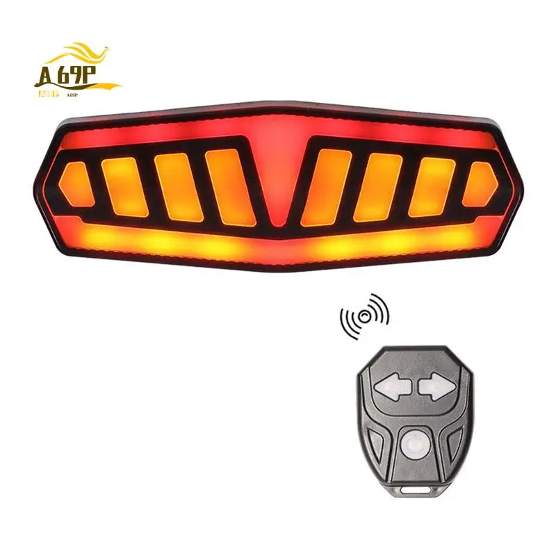 A69P-Bike Rear Lamp Smart Bike Wireless Remote Turn Signal Lights USB Rechargeable Bicycle LED Taillight Bicycle Parts
