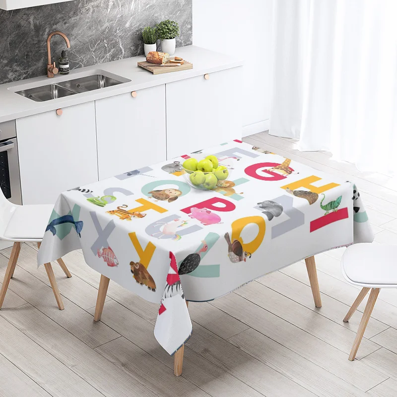 Modern Dining Table Cover: Eye Catching Floral Design with Tassels Fabric Rectangular Tablecloth for Home Decor