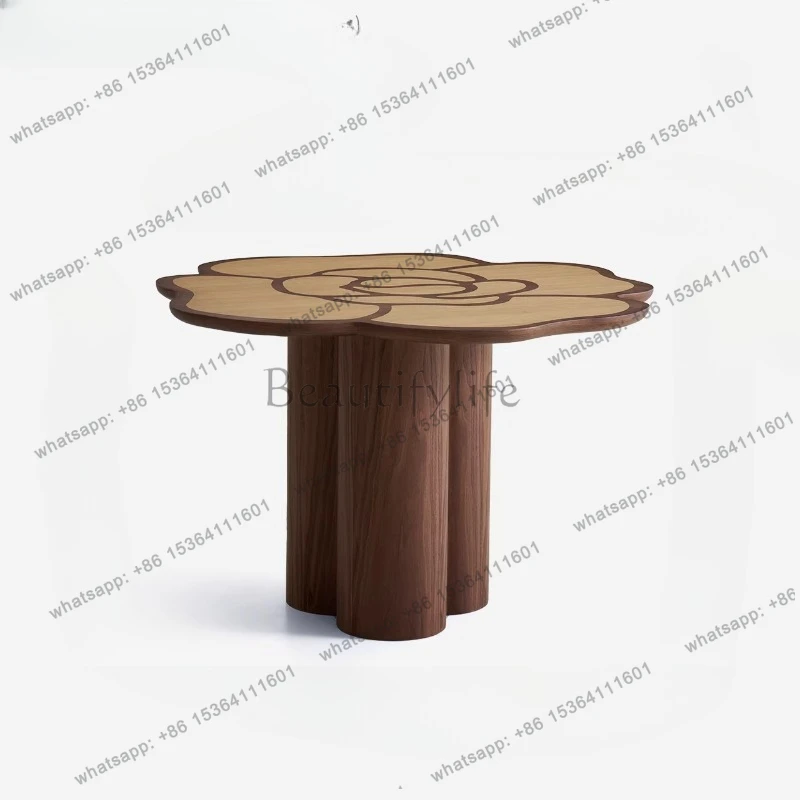 

Flower picnic table, retro medieval style living room small apartment creative round dining table and chair combination