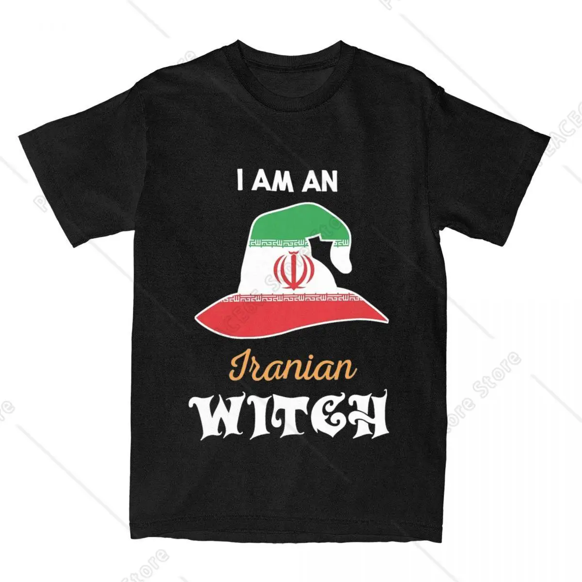 Witch Halloween Iranian Flag T Shirt Hat Popular T-Shirts Short Sleeves Classic Tshirt Summer Pure Cotton 4XL 5XL 6XL Top Tees