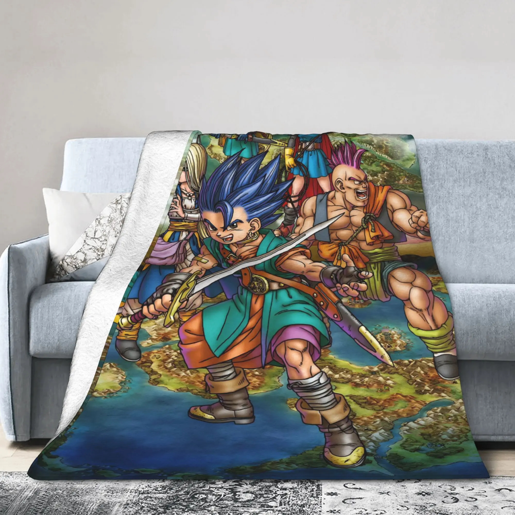 Dragons Quests Game Flannel Blankets Anlace Hero Erdrick Slime Customized Throw Blanket for Home Hotel Sofa Plush Thin Quilt