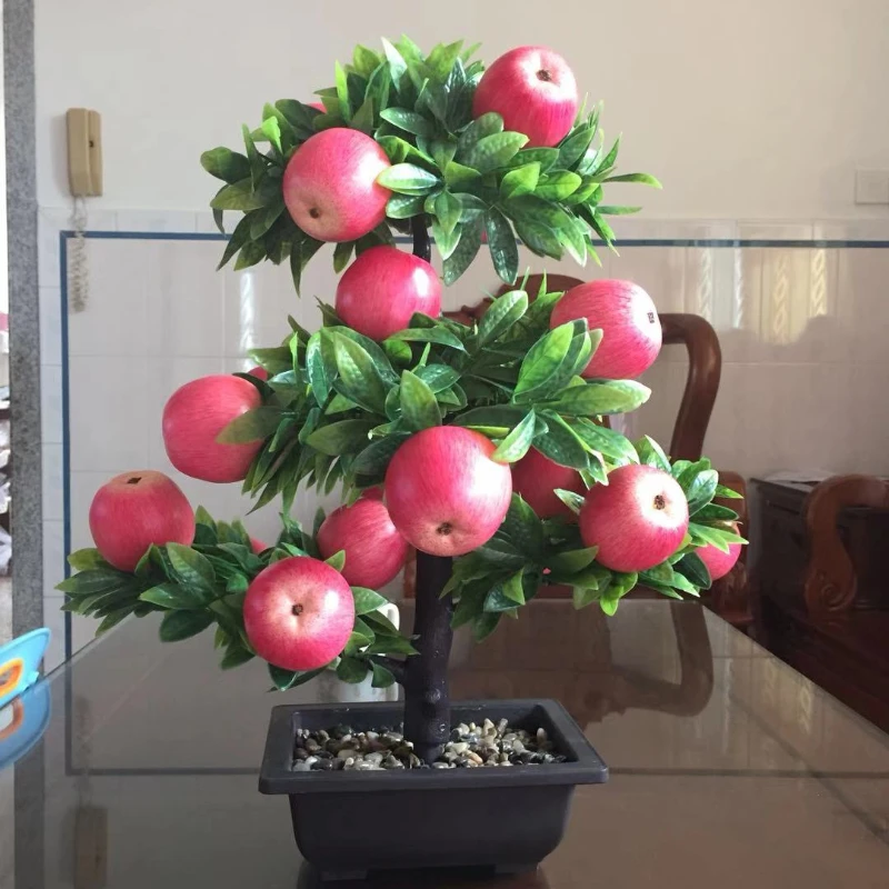 Fake green plant decoration, apple trees, high-grade simulation plastic fruits, high-quality simulation flowers, high-end.