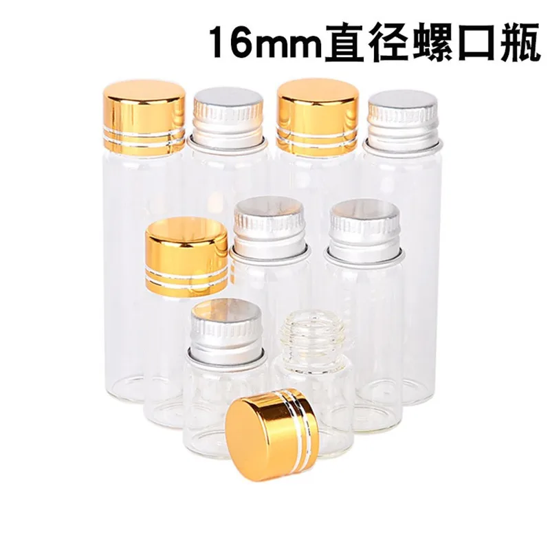 600Pcs 2ml Tiny Clear Glass Bottles Empty Wishing Gift Bottles with Metal Screw Gold Caps for DIY Crafts Vials 16x26mm