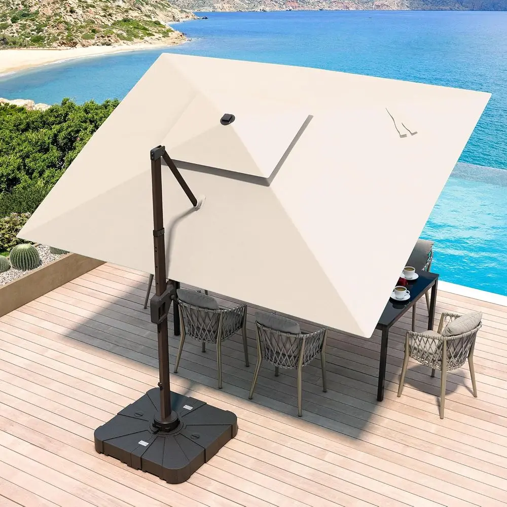 

10' x 13' Heavy-Duty Cantilever Patio Umbrella with Base, Large Double Top, 360° Rotation, Suitable for Outdoor Deck and Garden,