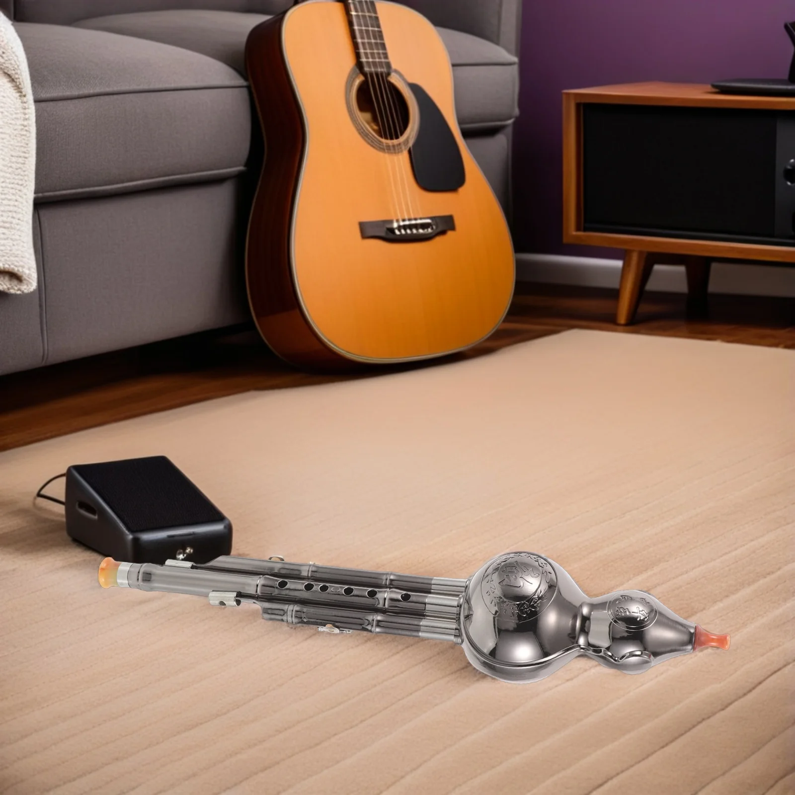 

Chinese Hulusi Flute C Key Gourd Instrument Durable Materials Threetone Playability Perfect for Beginners and Students