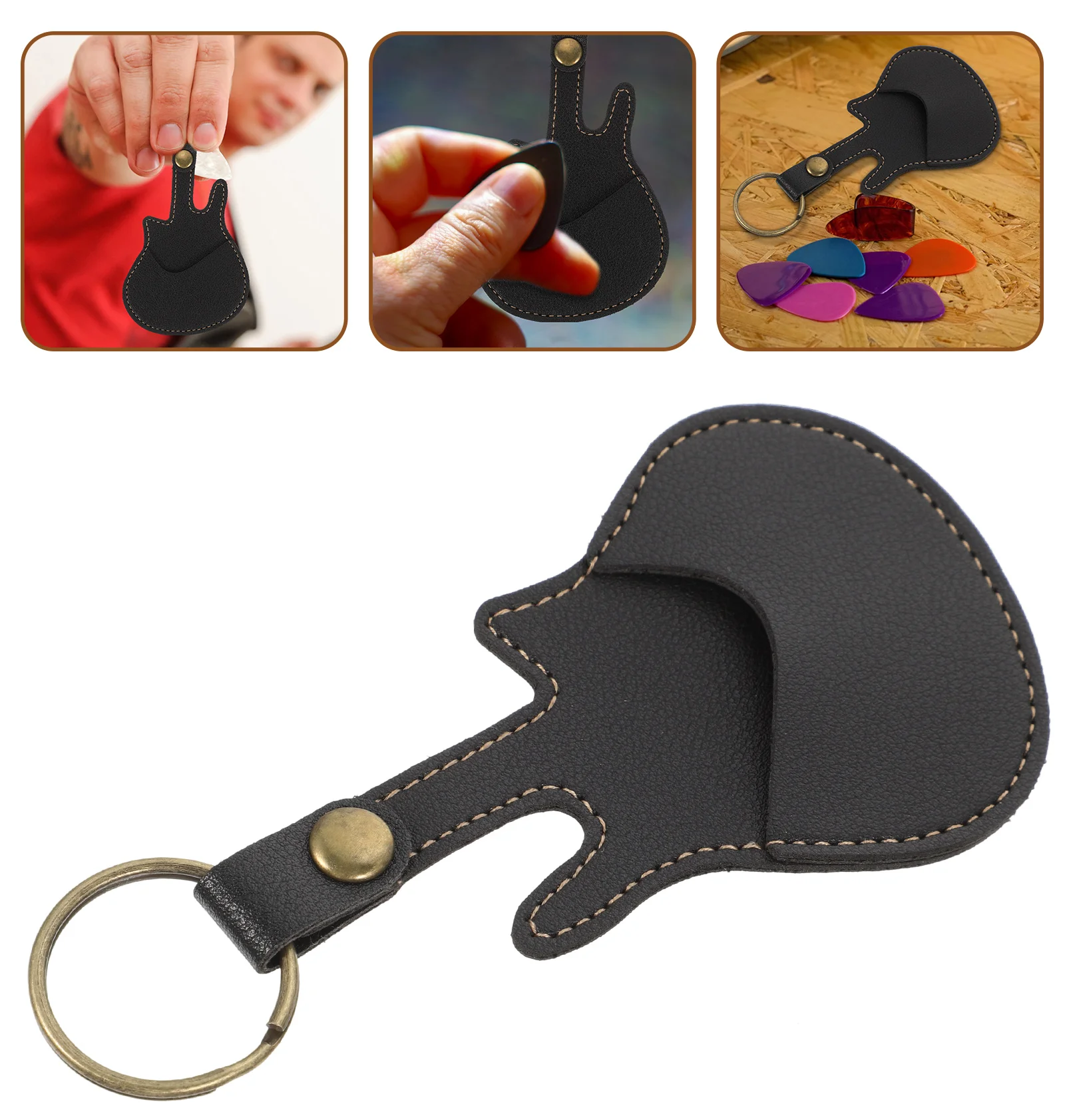 

Pick Storage Case Guitar Picks Holder Musical Instrument Bag Plectrum Pouch Keychain Box