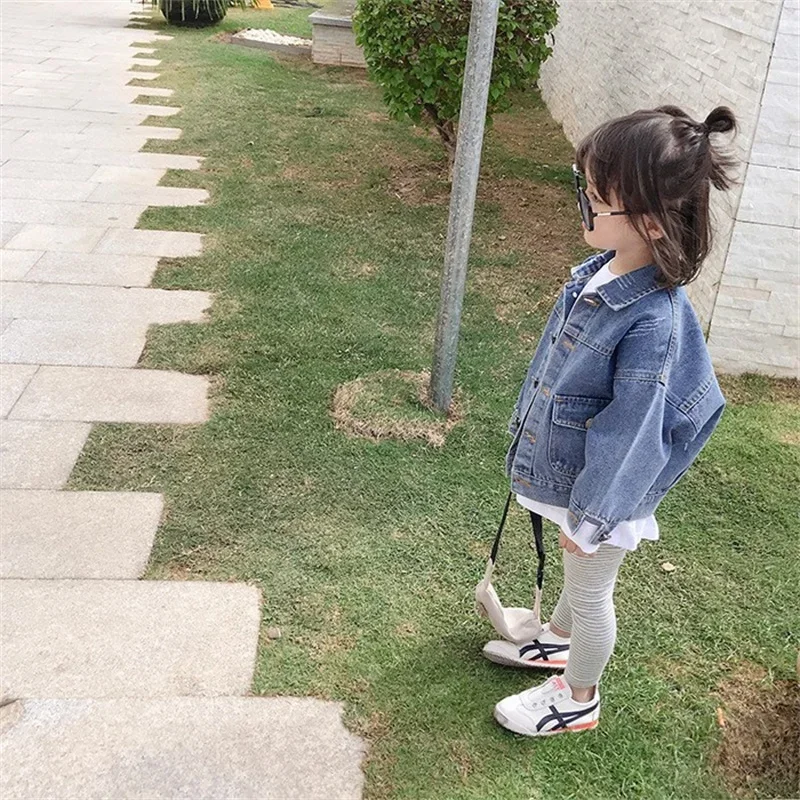 Childrens Girls Denim Jacket Kids Casual All-match Coats Spring Autumn Turn-down Collar Denim Overcoat Toddler Fashion Tops