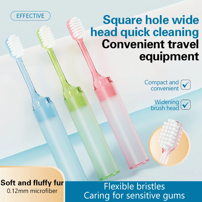 

2Pcs Travel Toothbrush Foldable Portable Small Dental Brush Adult Toothbrush Dental Cleaning Oral Care