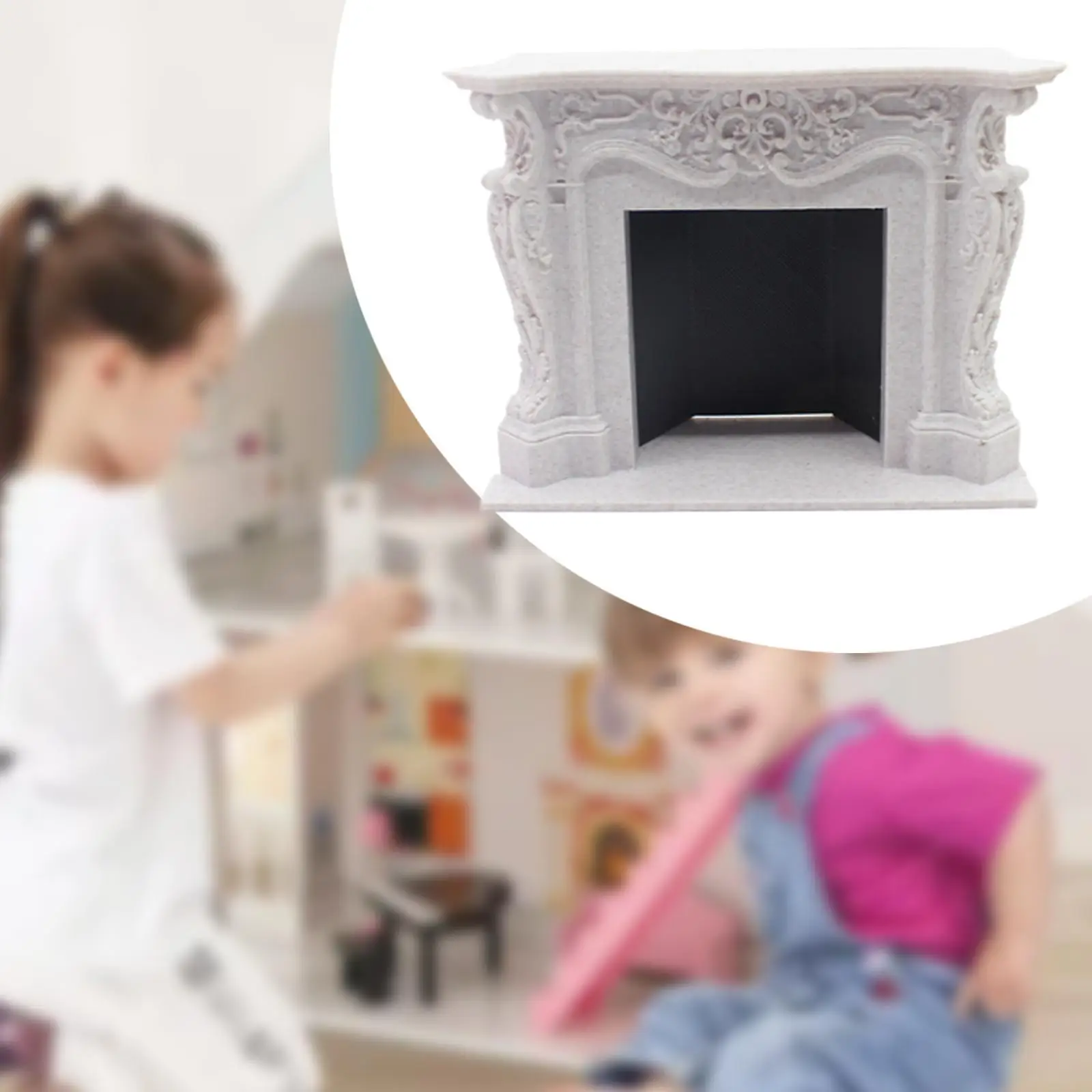 1/12 Dollhouse Mini Fireplace Pretend Play DIY Accessory Photo Props for DIY Model Furnishings Window Display Gift Handcraft