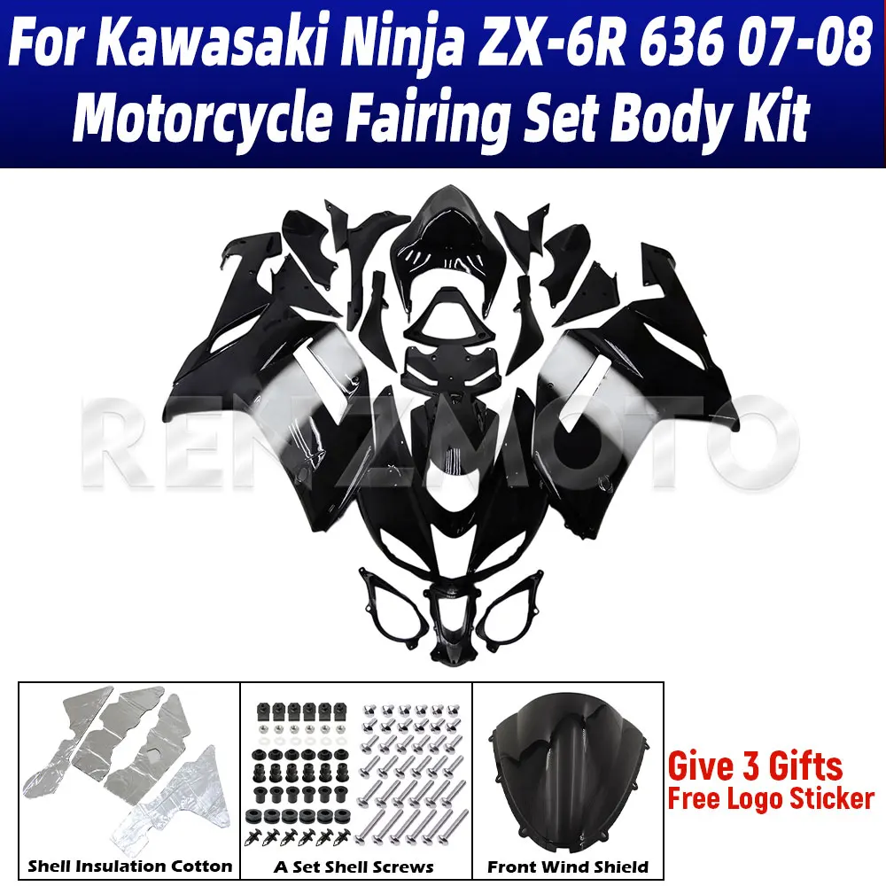 

New ABS For Kawasaki Ninja ZX-6R 636 2007-2008 Motorcycle Bike Fairings Set Body Kit Bodywork Set Shell Injection K0607-120a