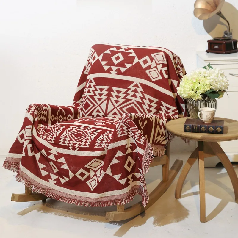 

Geometric Ultra Soft Rustic Throw for Sofa Couch Chair Cover Carpet Bed Woven Blanket Tassel Boho Sofa Bohemian Throws Tapestry