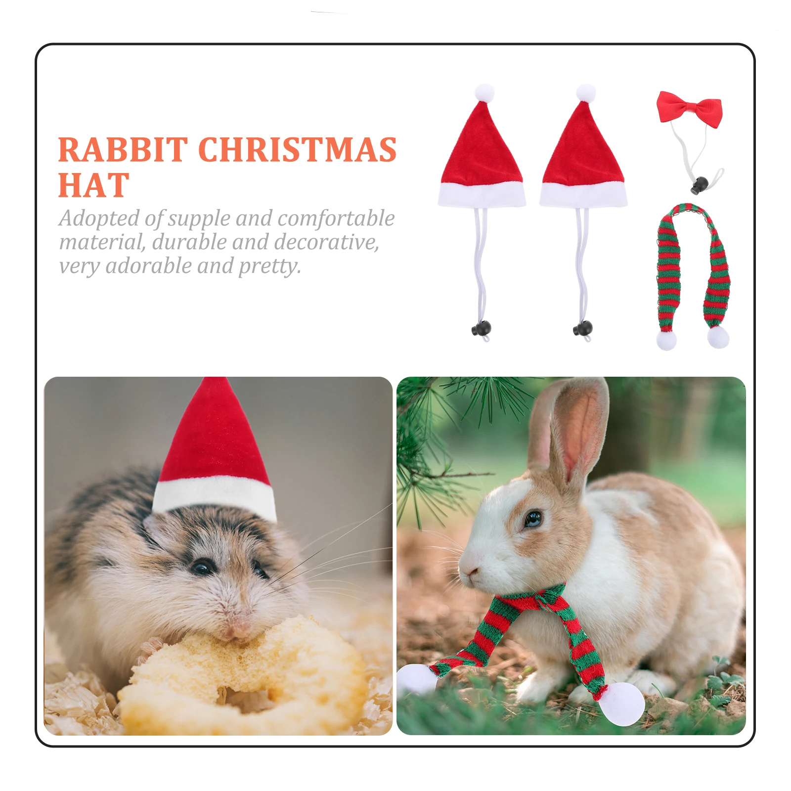 

1 set 1 Set Pet Christmas Hat Scarf Tie Pet Costume Accessories Small Animals Holiday Party Decorative Cosplay Xmas Guinea Pig