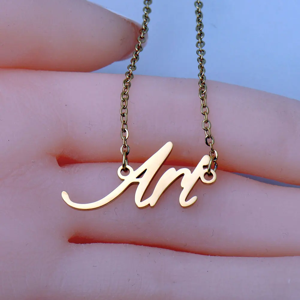 GR859C Gold Plated Ari Name Necklace for Women Personalized Stainless Steel Jewelry Pendant Femme Mothers Girlfriend Gift