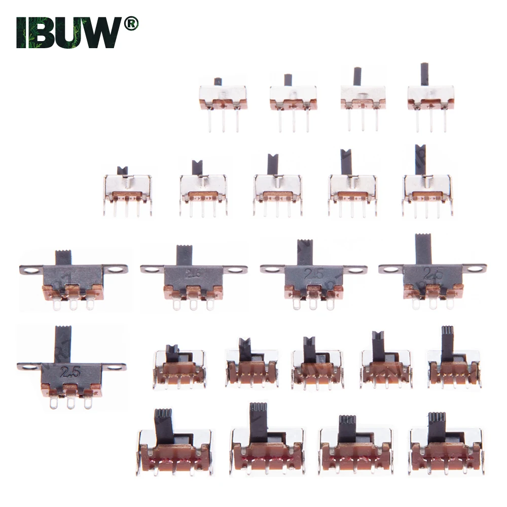 SK12D07VG2/3/4/5/6 SS12D SS12F Miniature Slide Switch SPDT 3 Pin PCB 2 Position 1P2T Side Knob Handle High 2/3/4/5/6mm Component