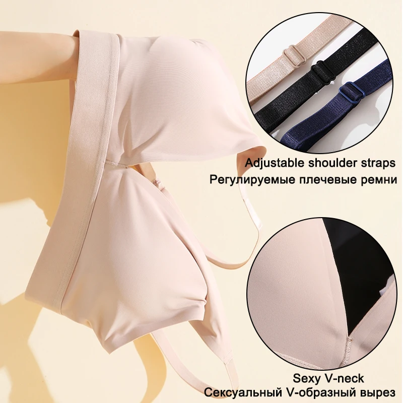 FINETOO Seamless Bra Lingerie Deep V Sexy Women Push Up Bralette Brassiere S-XL Sports Bras Female Adjustable Strap Underwear