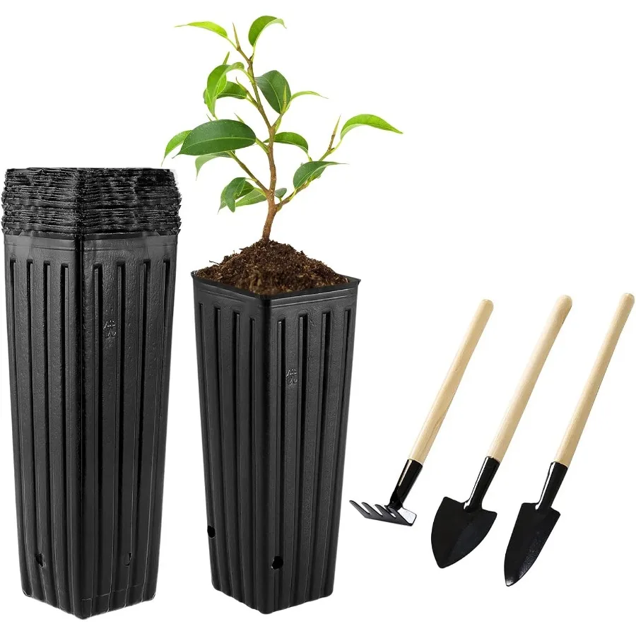 

20 Pcs Plastic Deep Nursery Pots9.8 Tall Tree Pots Tall Nursery Tree Pots Plant Deep Seedling Pots Flower Plant Container Pots