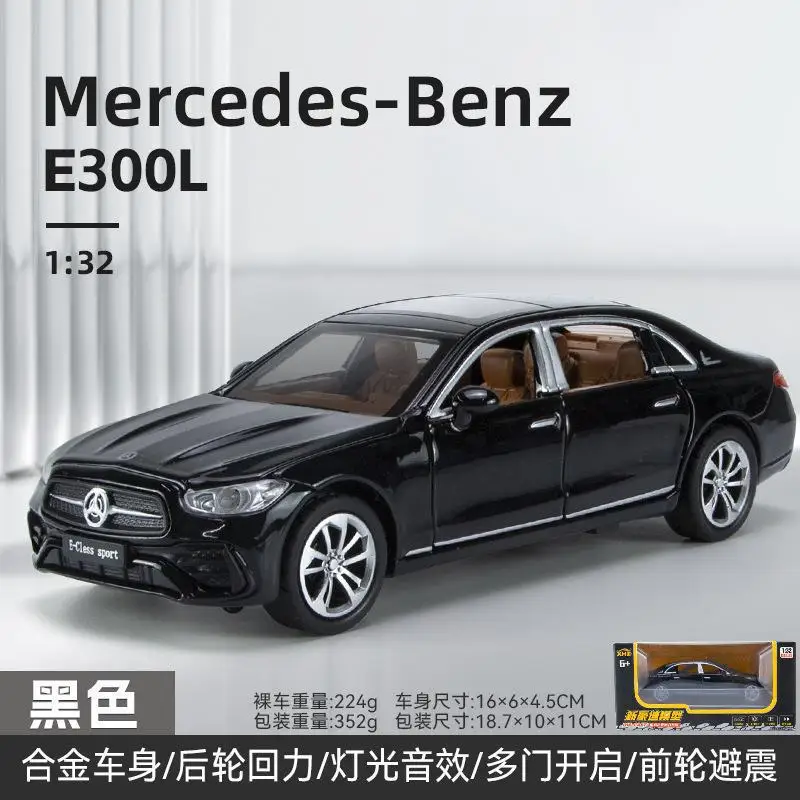 1/32 Mercedes-Benz E300L Toy Car Model Diecast Alloy Metal Miniature Sound & Light Pull Back 1:32 Collection Gift For Boy Kid