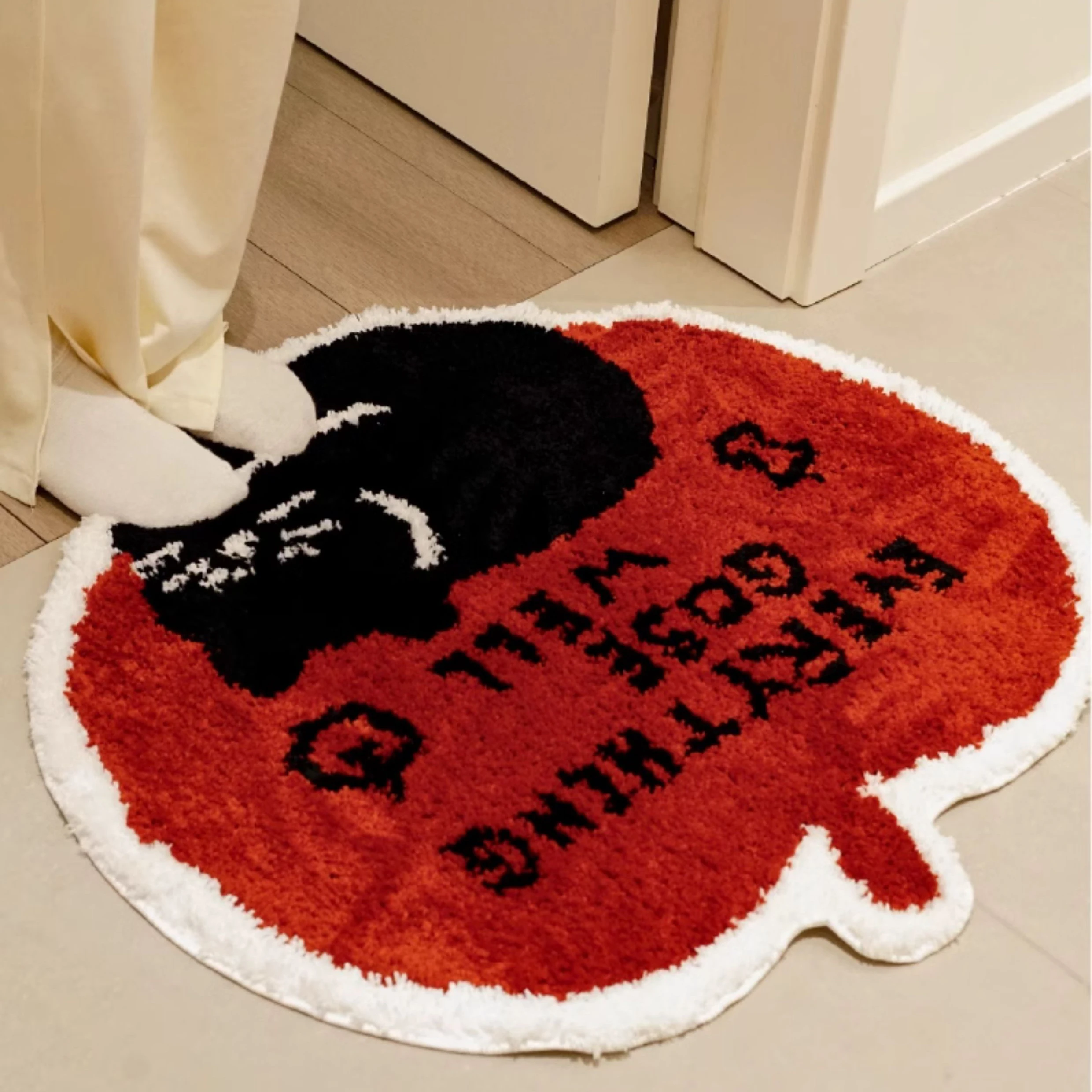 

Apple Tufting Message Bathroom Mat Cartoon Cat Bathmat Rug Carpet Entrance Doormat Floor Anti Slip Foot Pad Aesthetic Home Decor