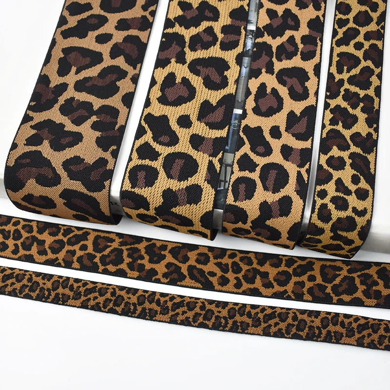 

2-10M Meetee 15-50mm Leopard Jacquard Elastic Band for Sewing Rubber Bands Clothes Belt Elastics Ribbon Pants Stretch Webbing