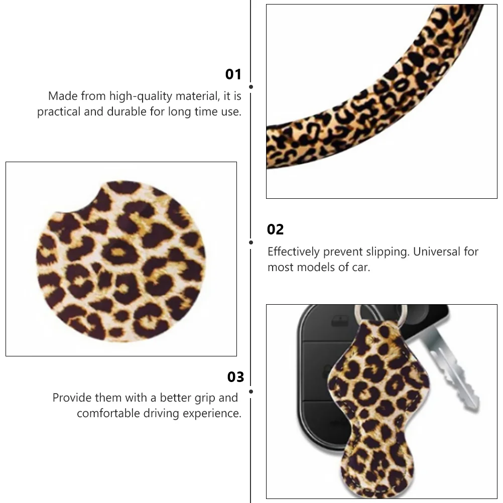 Car Steering Wheel Cover Waterproof Accessory Decor Accessories Leopard Anti-skid Decorate Parts