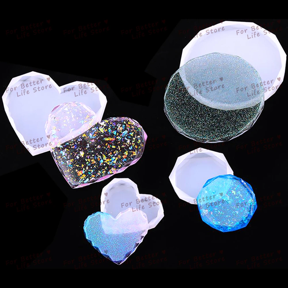For Better Life Transparent Diy Crystal Soft Silicone Mold Love Diamond Hexagon Octagonal Mirror Coaster Display Decorations